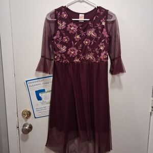Wonder Nation Burgundy Floral Girl  Dress
